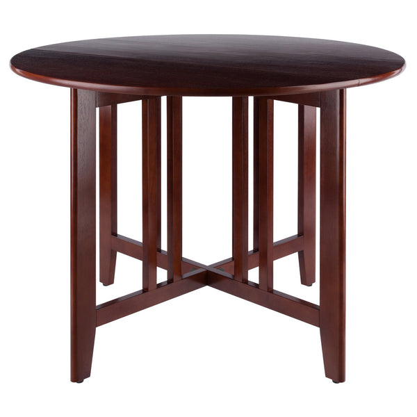 Winsome Wood Alamo Versatile Round Drop Leaf Dining Table In Rich Walnut - Perfect For Small Spaces & Crafts Walnut Solid Wood 94142-winsome-wood