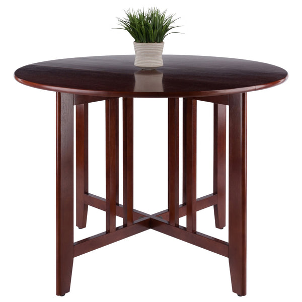 Winsome Wood Alamo Versatile Round Drop Leaf Dining Table In Rich Walnut - Perfect For Small Spaces & Crafts Walnut Solid Wood 94142-winsome-wood