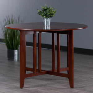 Winsome Wood Alamo Versatile Round Drop Leaf Dining Table In Rich Walnut - Perfect For Small Spaces & Crafts Walnut Solid Wood 94142-winsome-wood