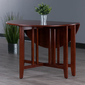 Winsome Wood Alamo Versatile Round Drop Leaf Dining Table In Rich Walnut - Perfect For Small Spaces & Crafts Walnut Solid Wood 94142-winsome-wood