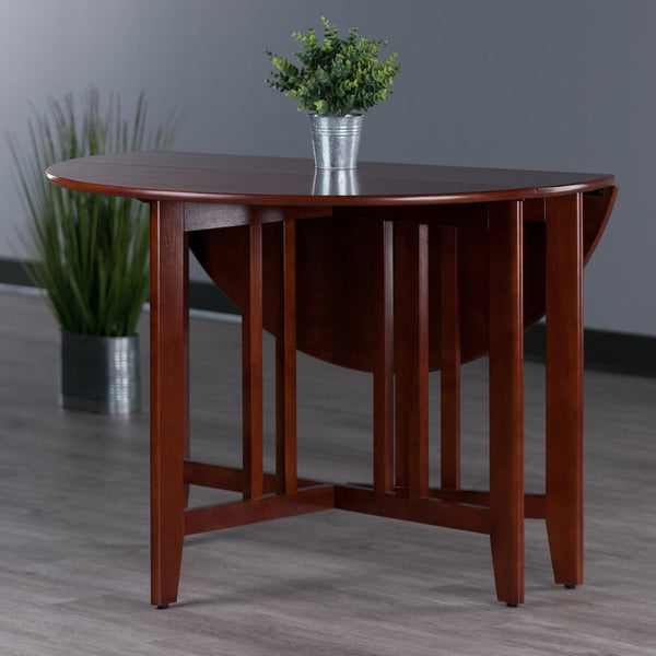 Winsome Wood Alamo Versatile Round Drop Leaf Dining Table In Rich Walnut - Perfect For Small Spaces & Crafts Walnut Solid Wood 94142-winsome-wood
