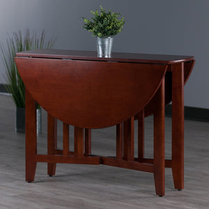 Winsome Wood Alamo Versatile Round Drop Leaf Dining Table In Rich Walnut - Perfect For Small Spaces & Crafts Walnut Solid Wood 94142-winsome-wood