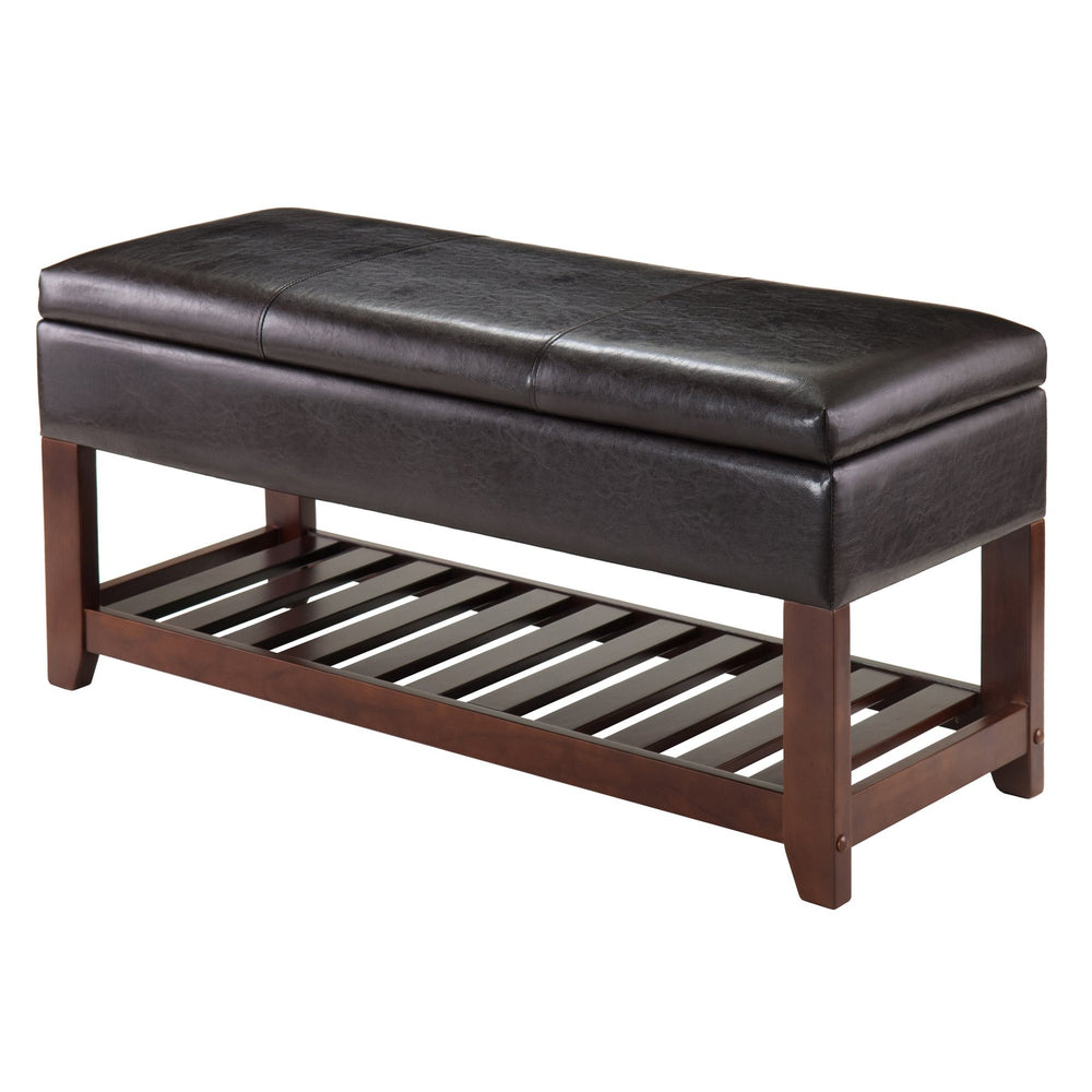 Winsome Wood Monza Storage Chest Bench - Luxurious Faux Leather, Comfortable Seating & Stylish Shoe Storage Solutions Walnut ,Espresso Solid Wood ,Polyurethane 94143-winsome-wood