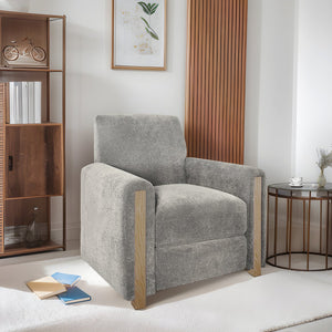 JLA Home Chapel Hill - Recliner with Tall Back and Oak Legs, Durable Grey Upholstery, Smooth Recline and High-Density Foam Support Med Grey CH103-0044