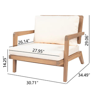 English Elm Outdoor Acacia Wood Club Chairs with Wicker Backs and Beige Cushions Set of 2 N772P381363L