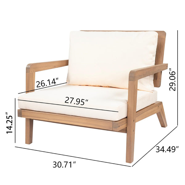 English Elm Outdoor Acacia Wood Club Chairs with Wicker Backs and Beige Cushions Set of 2 N772P381363L