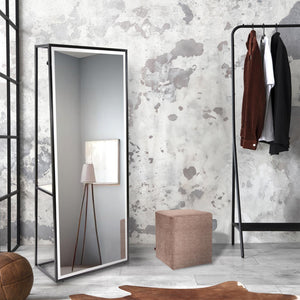 Howard Elliott O'neill Versatile Beveled Dressing Mirror With Shelf And Hangers – Perfect For Small Space Living! Black Metal 94147-howard-elliott