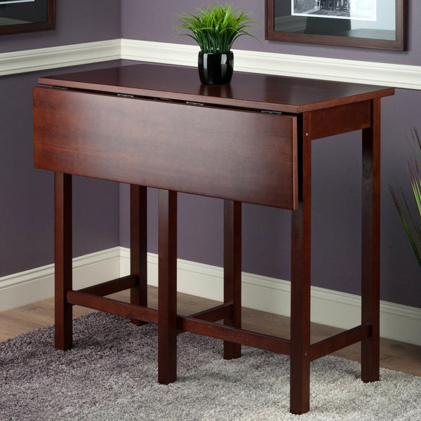 Winsome Wood Lynnwood Versatile Drop Leaf High Table - Space-saving Design For Small Homes, Walnut Finish, Seats 6 Walnut Solid ,Composite Wood 94149-winsome-wood