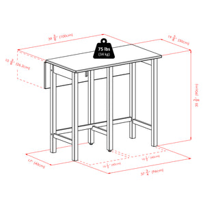 Winsome Wood Lynnwood Versatile Drop Leaf High Table - Space-saving Design For Small Homes, Walnut Finish, Seats 6 Walnut Solid ,Composite Wood 94149-winsome-wood