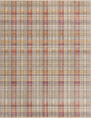 Unique Loom Deepa Tartan Machine Made Geometric Rug Multi, Blue/Gray/Ivory/Orange/Yellow/Purple 9' 0" x 11' 8"