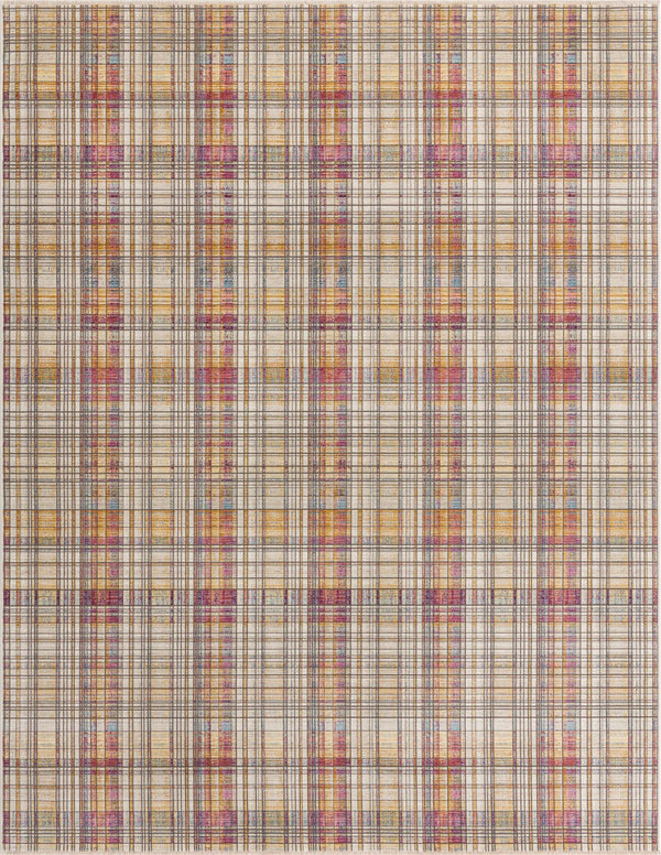 Unique Loom Deepa Tartan Machine Made Geometric Rug Multi, Blue/Gray/Ivory/Orange/Yellow/Purple 9' 0" x 11' 8"