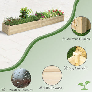 English Elm Outsunny 8X2Ft Elevated Wooden Garden Bed Kit With Dual Boxes For Healthy Vegetables And Herbs W2225P217251-GIGA