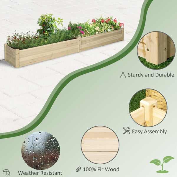 English Elm Outsunny 8X2Ft Elevated Wooden Garden Bed Kit With Dual Boxes For Healthy Vegetables And Herbs W2225P217251-GIGA