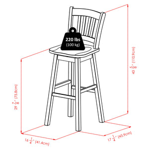 Winsome Wood Fina Swivel Seat Bar Stool - Elegant Walnut Finish, 360-degree Rotation, Perfect For Home Dining Walnut Solid Wood 94159-winsome-wood