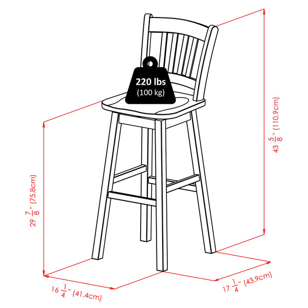 Winsome Wood Fina Swivel Seat Bar Stool - Elegant Walnut Finish, 360-degree Rotation, Perfect For Home Dining Walnut Solid Wood 94159-winsome-wood