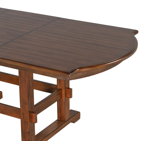 English Elm Topmax Extendable Rubberwood Dining Set Trestle Table Bench Four Upholstered Chairs N717S000090P