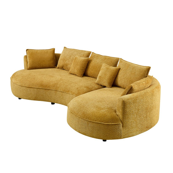 English Elm Oversized Boucle Cloud Sectional with Right Chaise Five Seat Curved Living Room Sofa W876S00321