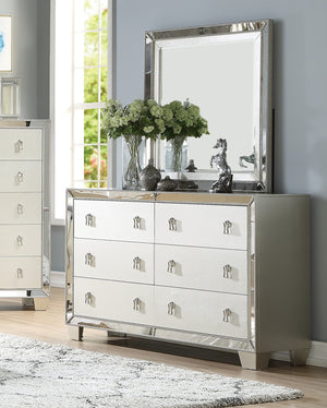 English Elm Traditional Elegant 6-Drawer Dresser with Antique Finish and Decorative Pulls for Spacious Bedroom Storage Silver 65 L x 21 W x 38 H B011P395082