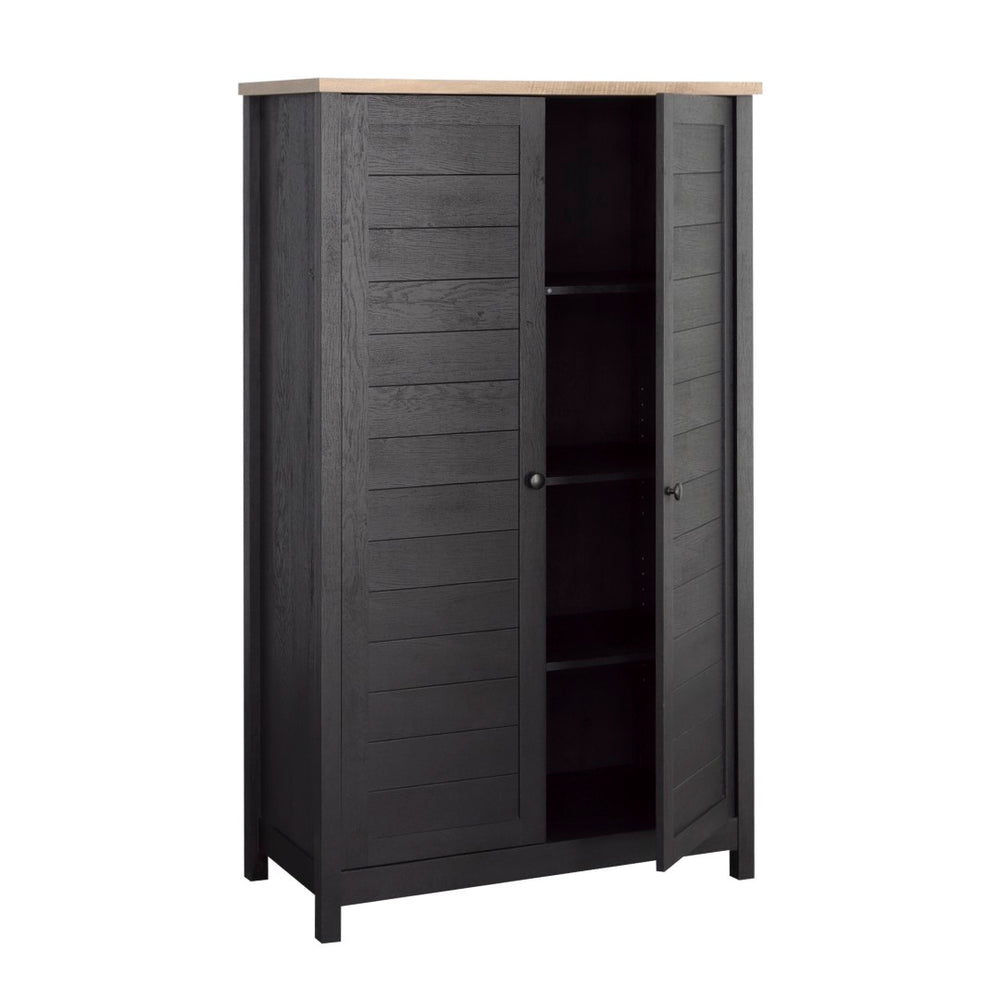English Elm Storage Cabinet - Sleek Black Finish With Adjustable Shelves For Ultimate Versatile Organization Solutions B356P402684-GIGA