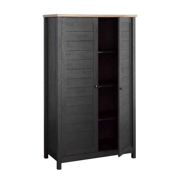 English Elm Storage Cabinet - Sleek Black Finish With Adjustable Shelves For Ultimate Versatile Organization Solutions B356P402684-GIGA