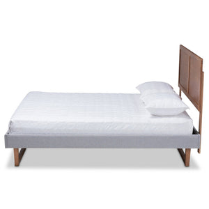 Baxton Studio Baxton Studio Eloise Full Size Platform Bed - Light Grey Upholstery & Ash Walnut Wood Finish Eloise-Light Grey/Ash Walnut-Full