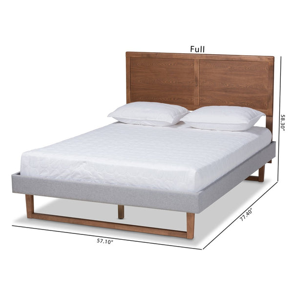 Baxton Studio Baxton Studio Eloise Full Size Platform Bed - Light Grey Upholstery & Ash Walnut Wood Finish Eloise-Light Grey/Ash Walnut-Full