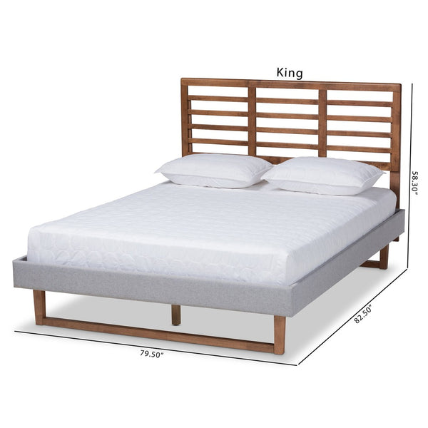 Baxton Studio Baxton Studio Luciana Light Grey Upholstered Full Platform Bed with Adjustable Headboard & Slats Luciana-Light Grey/Ash Walnut-Full