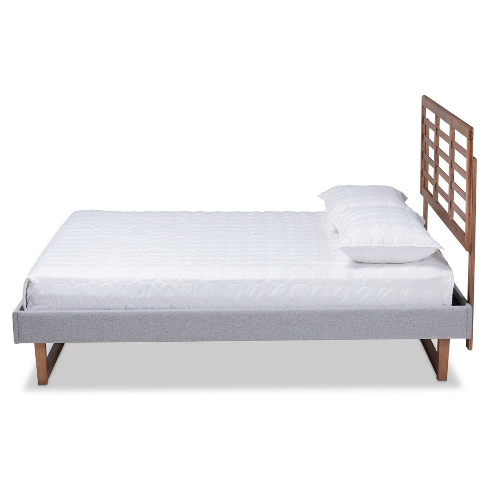 Baxton Studio Baxton Studio Luciana Light Grey Upholstered Full Platform Bed with Adjustable Headboard & Slats Luciana-Light Grey/Ash Walnut-Full