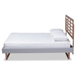 Baxton Studio Baxton Studio Luciana Light Grey Upholstered Full Platform Bed with Adjustable Headboard & Slats Luciana-Light Grey/Ash Walnut-Full