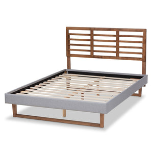 Baxton Studio Baxton Studio Luciana Light Grey Upholstered Full Platform Bed with Adjustable Headboard & Slats Luciana-Light Grey/Ash Walnut-Full