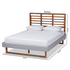 Baxton Studio Baxton Studio Luciana Light Grey Upholstered Full Platform Bed with Adjustable Headboard & Slats Luciana-Light Grey/Ash Walnut-Full