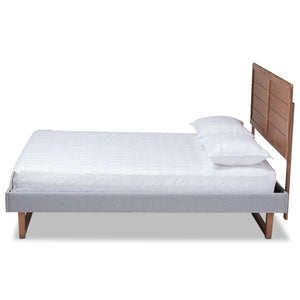 Baxton Studio Baxton Studio Claudia Rustic Modern Full Platform Bed - Light Grey Upholstery & Walnut Finish Claudia-Light Grey/Ash Walnut-Full