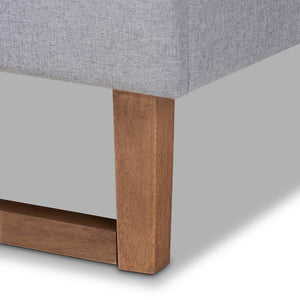 Baxton Studio Baxton Studio Claudia Rustic Modern Full Platform Bed - Light Grey Upholstery & Walnut Finish Claudia-Light Grey/Ash Walnut-Full