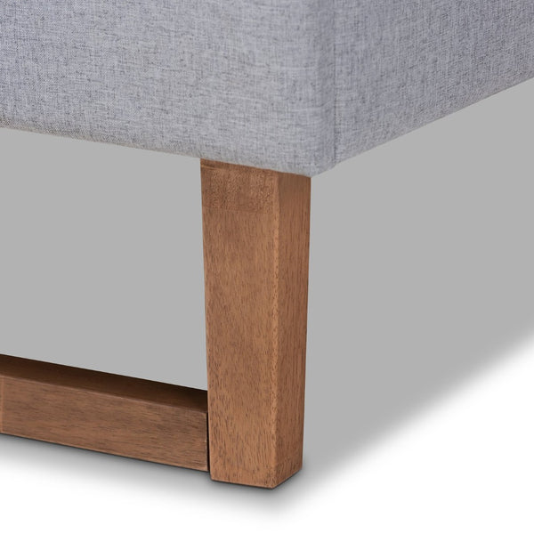 Baxton Studio Baxton Studio Claudia Rustic Modern Full Platform Bed - Light Grey Upholstery & Walnut Finish Claudia-Light Grey/Ash Walnut-Full