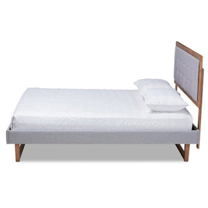 Baxton Studio Baxton Studio Livinia Full Size Platform Bed in Light Grey Upholstery & Walnut Finish – Stylish Comfort Livinia-Light Grey/Ash Walnut-Full