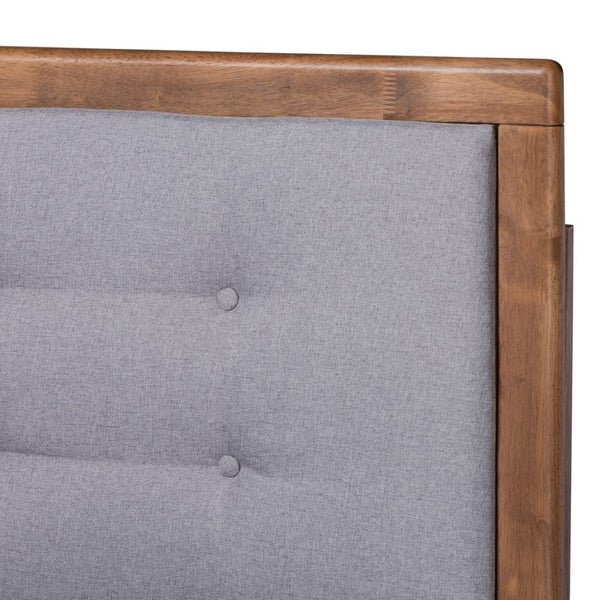 Baxton Studio Baxton Studio Livinia Full Size Platform Bed in Light Grey Upholstery & Walnut Finish – Stylish Comfort Livinia-Light Grey/Ash Walnut-Full