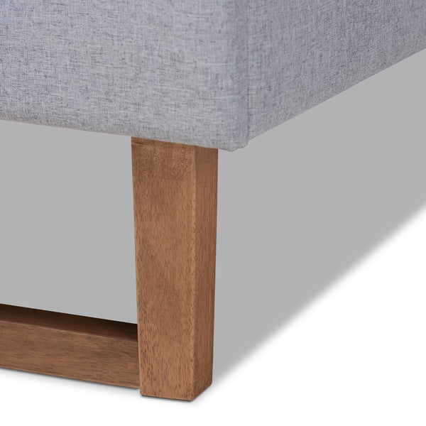 Baxton Studio Baxton Studio Livinia Full Size Platform Bed in Light Grey Upholstery & Walnut Finish – Stylish Comfort Livinia-Light Grey/Ash Walnut-Full