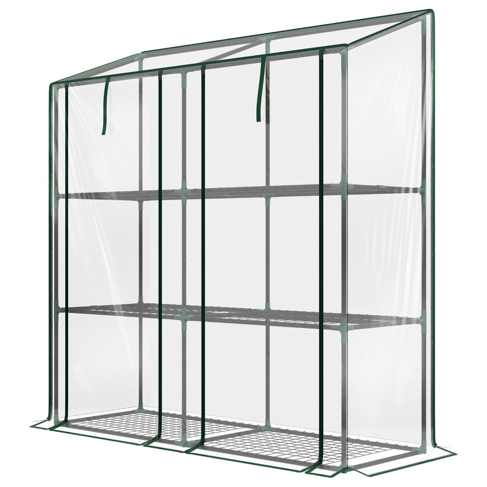 English Elm Portable Lean to Greenhouse with Uv Cover Six Shelves and Wall Hugging Steel Frame T3971P433789