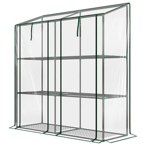 English Elm Portable Lean to Greenhouse with Uv Cover Six Shelves and Wall Hugging Steel Frame T3971P433789
