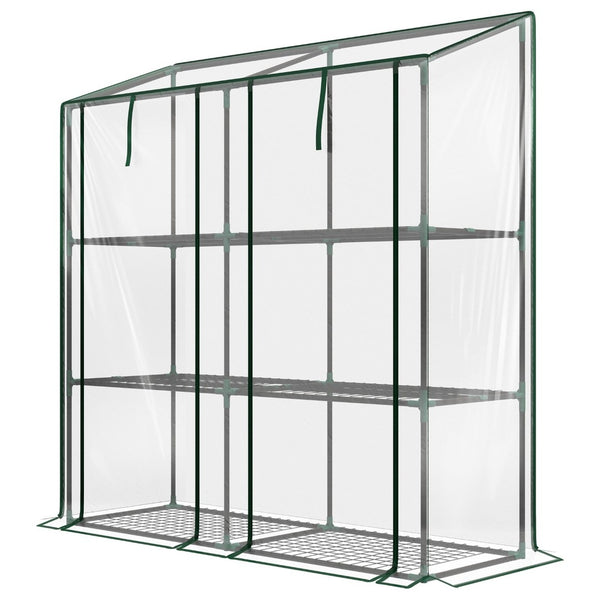 English Elm Portable Lean to Greenhouse with Uv Cover Six Shelves and Wall Hugging Steel Frame T3971P433789