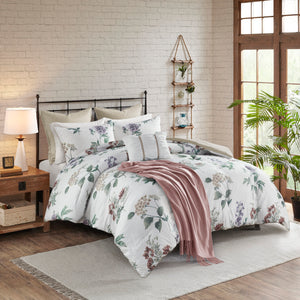 English Elm 7 Piece Seersucker Comforter Set With Throw Blanket In Taupe & Blush - Cozy Cottage Chic Style B035P266669