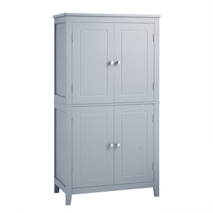 English Elm Elegant Bathroom Floor Storage Cabinet with 4 Doors, Adjustable Shelves, Anti-Tip Design, 28"L x 15"W Grey N725P188461E