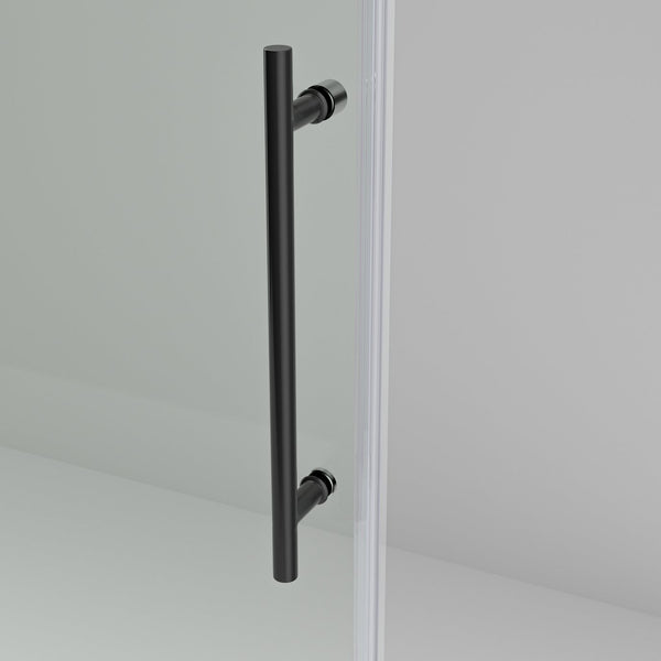 English Elm 56-60"W Frameless Sliding Shower Door with 5/16" Tempered Glass, Smooth Whisper-Quiet Rollers, Easy-Clean Coating Matt Black W1865S00162