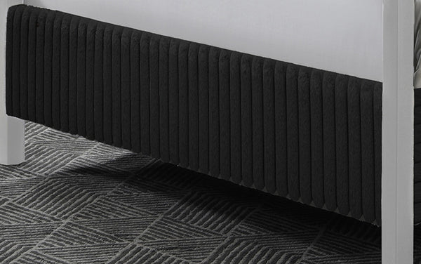 English Elm 1pc Modern Queen LED Faux Leather Upholstery Panel Bed with Tufted Headboard, Textured Footboard Glam Finish Black 79.5 L x 43.5 W x 3 H B2741S00539