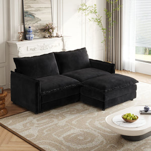 English Elm Corduroy 2-Seater L-Shaped Loveseat Sofa With Ottoman - Cozy, Modular & Stylish For Any Room W834S00417
