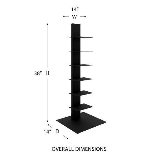 EuroStyle Sapiens Six Shelf Steel Tower Bookcase for Home Office and Studio Spaces Anthracite 94196ANTH-KIT
