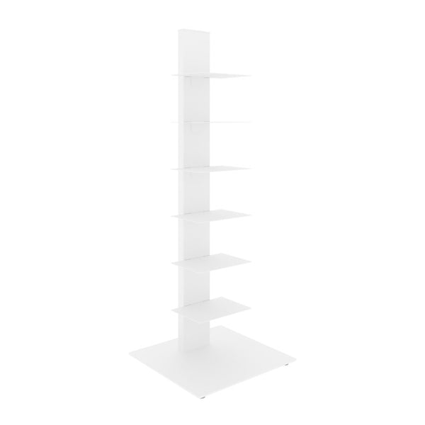 EuroStyle Sapiens Six Shelf Steel Tower Bookcase for Home Office and Studio Spaces White 94196WHT-KIT