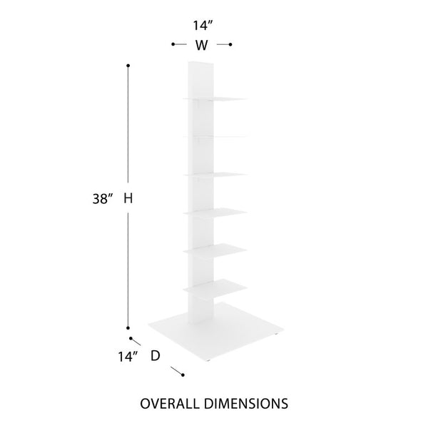EuroStyle Sapiens Six Shelf Steel Tower Bookcase for Home Office and Studio Spaces White 94196WHT-KIT