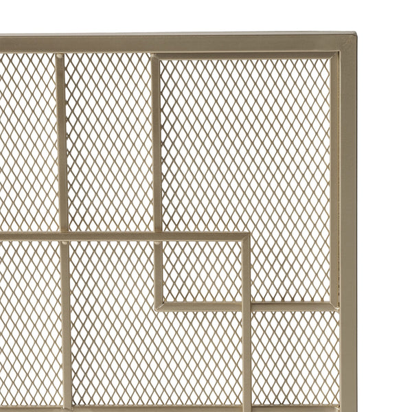English Elm Christopher Knight Home® - FIRE Dorothy Modern Single Panel Iron Screen with Geometric Mesh Shield — Elegant Hearth Protection Gold 65178.00
