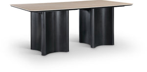 Meridian Furniture Corvina Stone Top Dining Table with Sculptural Oak Veneer Base for Modern Rooms Black 78 inches 941Black-T